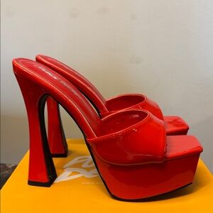Public Desire Fiery Red Platform Heels